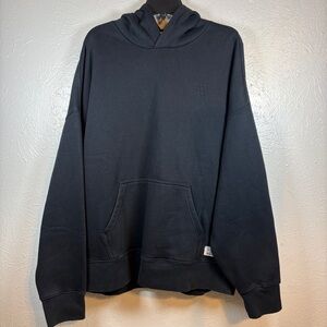 NWT Life Is Good Black Pullover Hoodie Men’s Large Embroidered Logo Front Pocket